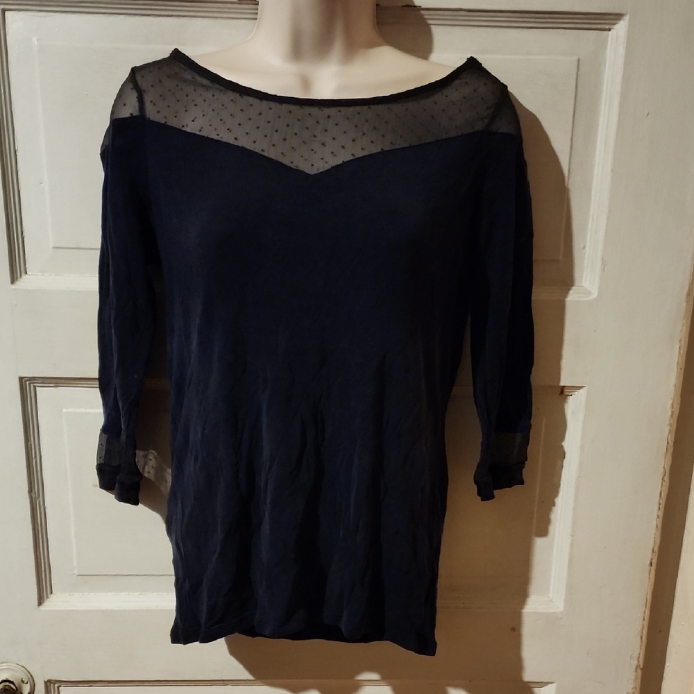 Promod Black Dotted Top Medium